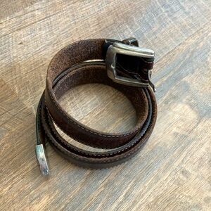 Dickies | Vintage Cowhide Full Grain Leather Brown & Silver Belt